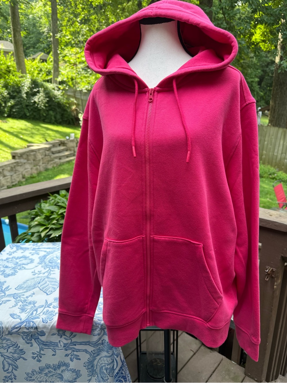 DSG NEW XL Oversized Fleece Full Zip Hoodie Hot Pink Activewear Sweatshirt